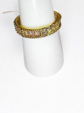 Bomb Party Rose Quartz CZ Eternity Band Ring Size 7‎ NWT Gold Plated